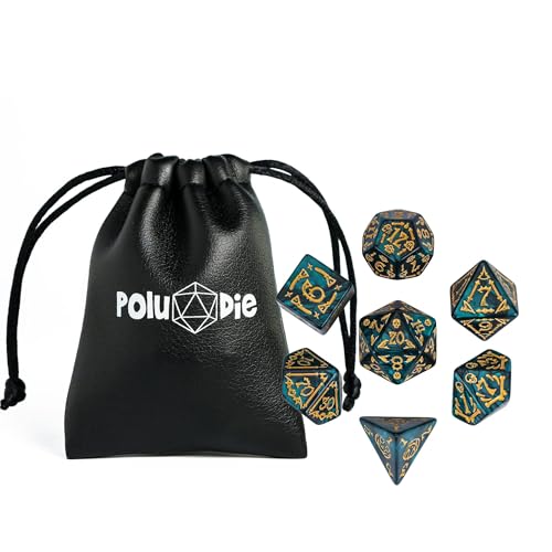 7 Die DND Dice Set Scary Pattern Polyhedral Dice Set with Dice Bag (7 Count)