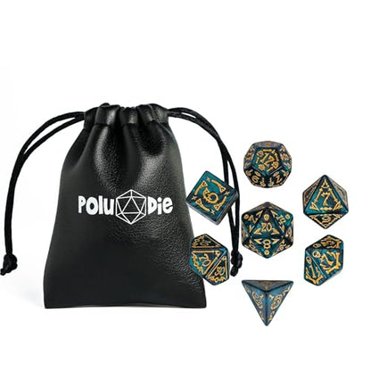 7 Die DND Dice Set Scary Pattern Polyhedral Dice Set with Dice Bag (7 Count)
