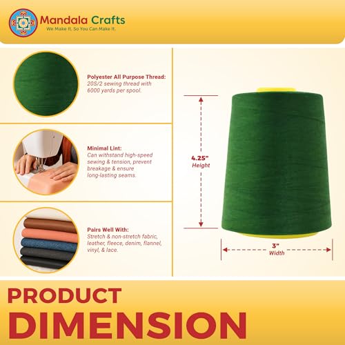 20S 2 Hunter Green Polyester 4 Pack of Serger Threads Cones (24000 Foot)