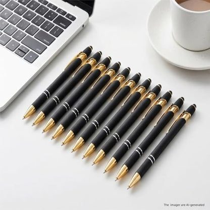 2 in 1 Black Ink Metal Stylus Pen with Stylus Tips (12 Count)