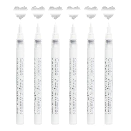 6 White Acrylic Paint Markers
