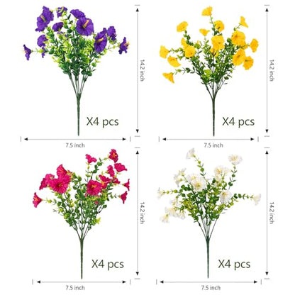 16 Bundles Artificial Flowers for Outdoor Spring Summer Decoration (16 Count)
