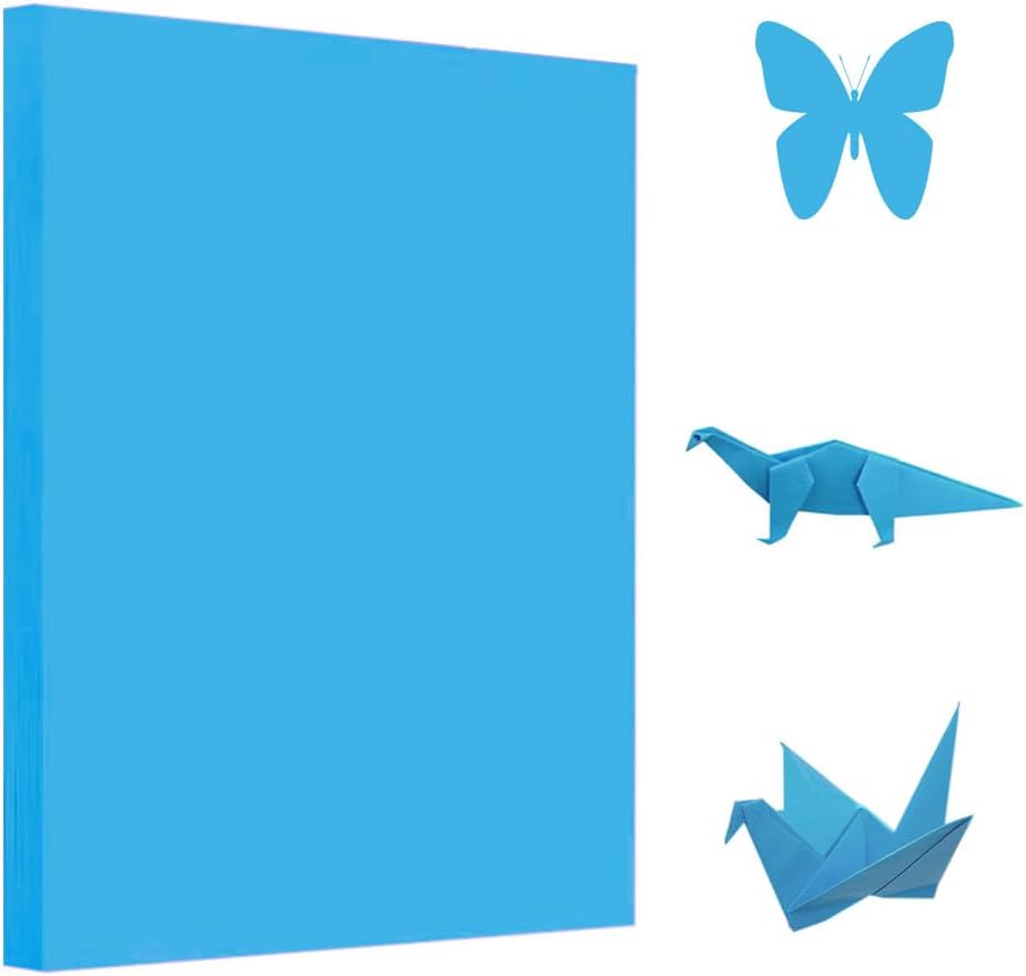A4 Origami Paper Lake Blue 100 Sheets, 8.27×11.7 inch Double Sided Color Easy Fold Big Origami Paper A4 Colored Copy Papers Thin 70gsm for Beginners, DIY handwork Art and Craft Projects (210 x 297 mm) - Crafty Corner