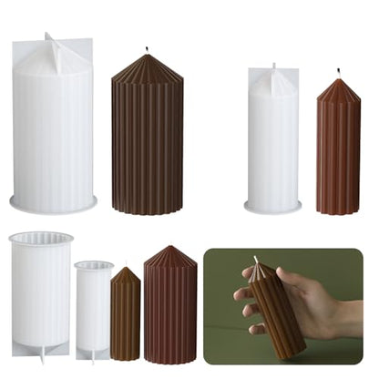 2 Pack Stripe Cylinder Pillar Spiral Candle Resin Mold