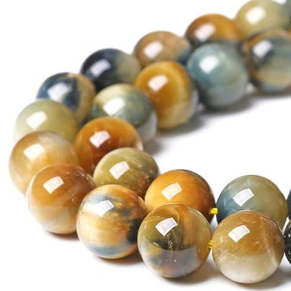 6MM Dream Blue Tiger Eye Stone Beads Natural Gemstone Round Loose Beads for Jewelry Making Bracelet Necklace 120pcs 2 Strands 32"