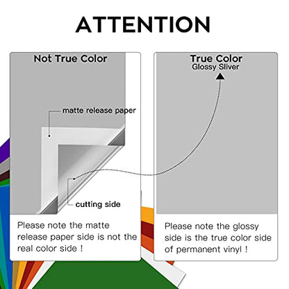 Glossy Sliver Permanent Vinyl 12 Pack 12x12 Compatible with Cricut