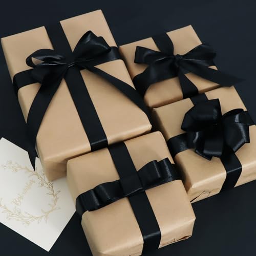 1 Inch x 100yds Black Satin Ribbon for Crafts (300 Foot)