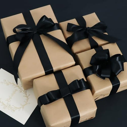 1 Inch x 100yds Black Satin Ribbon for Crafts (300 Foot)