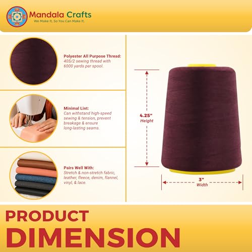 40S 2 Burgundy Polyester 4 Pack of Serger Threads Cones (4 Count)