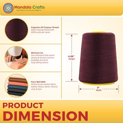 40S 2 Burgundy Polyester 4 Pack of Serger Threads Cones (4 Count)