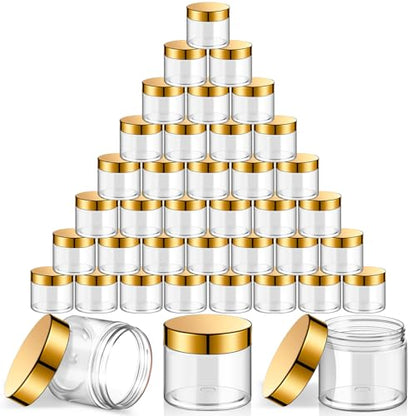 36 Pieces 1 oz Plastic Jars with Lids Wide Mouth Airtight Reusable Container Acrylic Cosmetic Small Jars for Lotions Ointments Travel Toiletries Creams Make up Storage (36 Count)