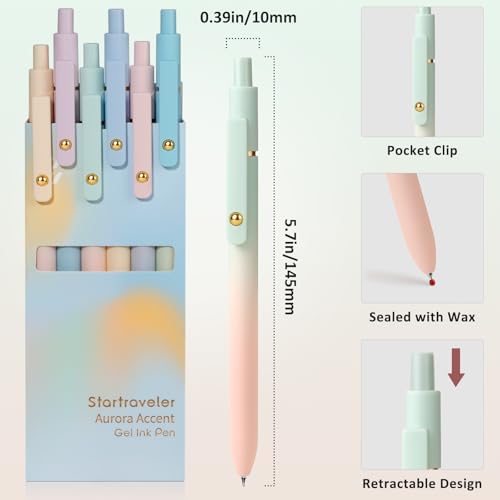 Gel Pens 6 Pcs 0.7mm Comfort Grip Quick Dry Black Ink Pens (6 Count)