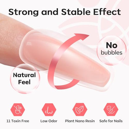 Poly Extension Gel Nail Kit 6 Colors with 48W UV Lamp Pink Nude