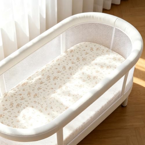 Organic Baby Bassinet Sheets 2 Pack 33”x17” 100% Muslin Cotton for Baby Girl Boy (2 Count)