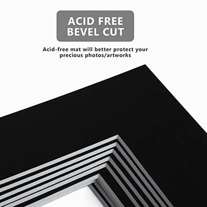 10 Pack Pre Cut 11 x 14 Black Picture Mats for 8.5x11 Photos