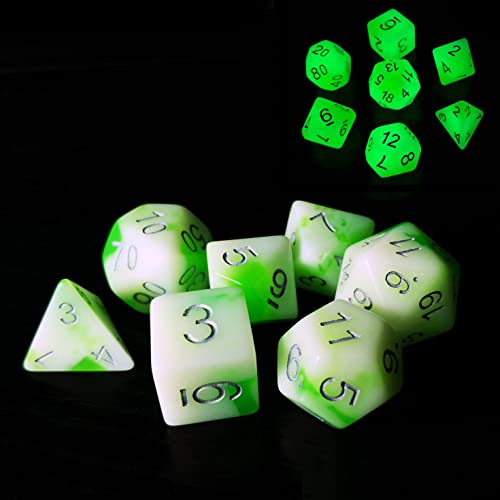 Bescon Glowing Polyhedral RPG Dice Set Luminous Jade