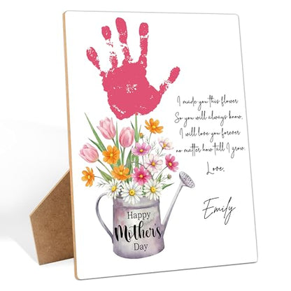 Mother's Day Flower Handprint Art Wooden Making Sign
