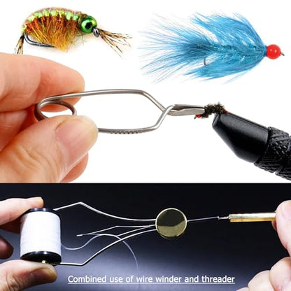 Fly Tying Kit Material Tools Kit Bobbin Fly Hooks Scissors Fly Beads Threader Needle Whip Finisher Fly Fishing Flies Starter Making Kit 149Pcs with Carry Bag (149 Count)