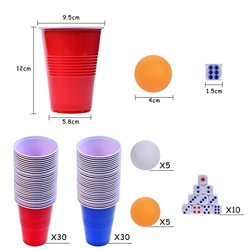 60 Packs 16 Oz Plastic Party Cups Reusable in Red and Blue