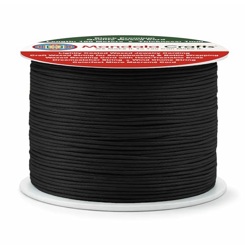 1mm Black Cotton Waxed Cord for Jewelry Making (327 Foot)