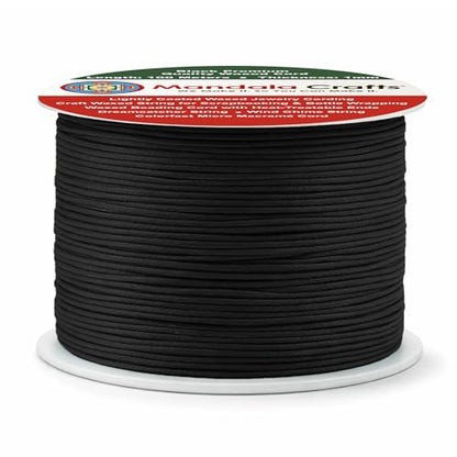 1mm Black Cotton Waxed Cord for Jewelry Making (327 Foot)