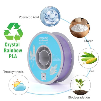 TECSONAR Crystal Rainbow PLA 3D Printer Filament (35.274 Ounce)