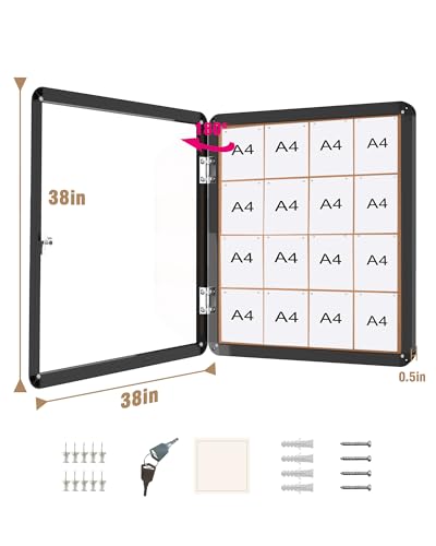 38"x38" Enclosed Bulletin Board