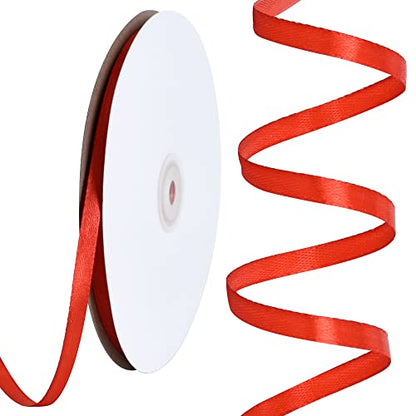 100 Yards 1 4 Inch Red Satin Ribbon Thin Gift Wrapping Ribbon (300 Foot)