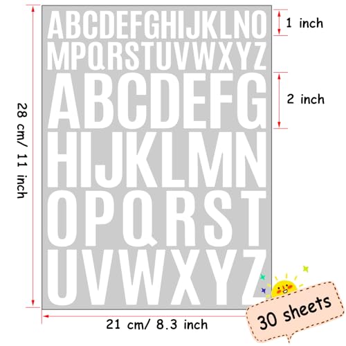Letter Stickers 1560 Pieces 30 Sheets Stick on Vinyl Letters Capital Alphabet Sticker Letter for Craft Bulletin Boards Classroom Home Business Decor (1560 Count)