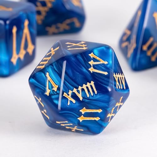 7 Die DND Dice Set Polyhedral Dice Set with a Leather Dice Bag (7 Count)