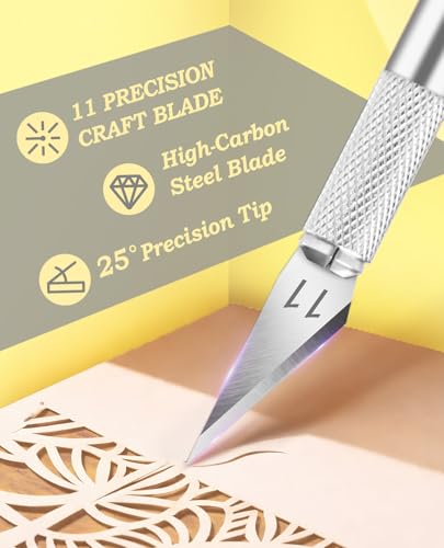 1 Pcs Craft Knife Hobby Knife with 11 Pcs Stainless Steel Blades Kit (12 Count)
