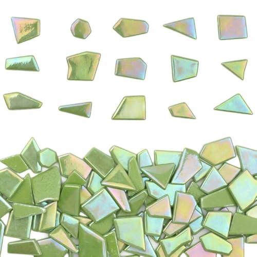Iridescent Glass Mosaic Tiles for Crafts Bulk (7.05 Ounce)