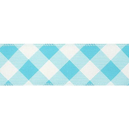 Blue and White Check Ribbon Christmas Wired Ribbon Blue White Burlap Ribbon 2.5 Inch X 10 Yards for Crafts Christmas Tree Decoration Birthday Decor Bows Making Flower Wreath Gift Wrapping (30 Foot)