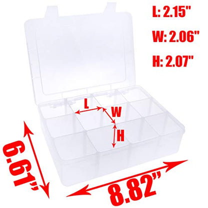 12 Bin Clear Plastic Organizer with Adjustable Divider 7.3x4.9in