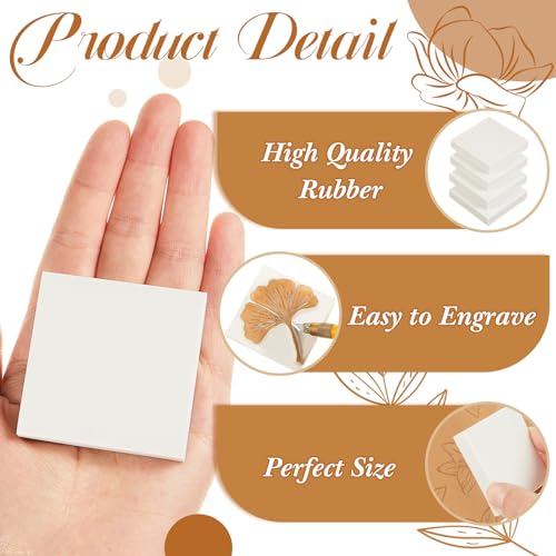 24 Pcs 2" x 2" Rubber Carving Block Printmaking Stamp (24 Count)
