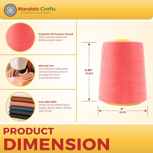 20S 2 Coral Polyester 4 Pack of Serger Threads Cones