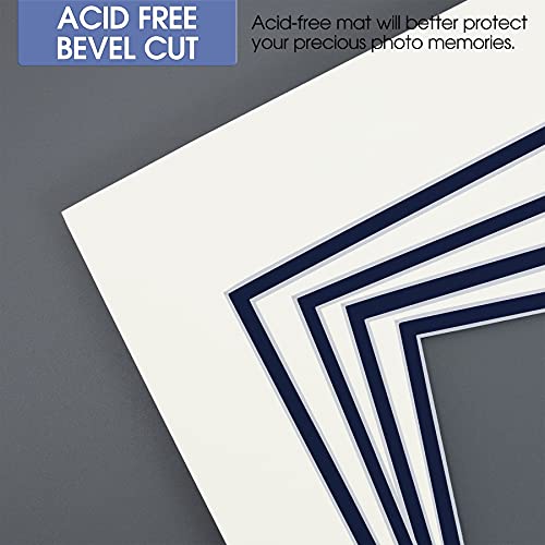 5 Pack Double mat 11x14 For 8x10 Photo Ivory Over Blue (5 Count)