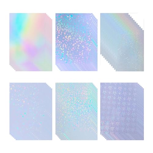 36 Sheets Holographic Sticker Paper Clear Self (36 Count)
