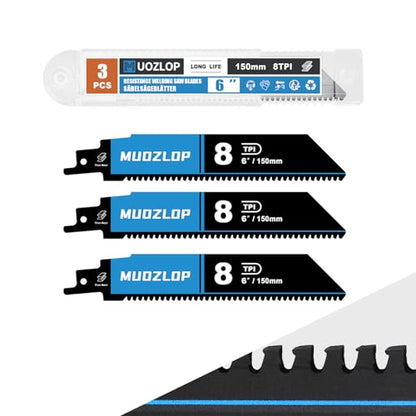 3Pack 6inch 8TPI High Reciprocating Saw Blades