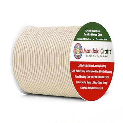 2mm Cream Waxed Cord (327 Foot)