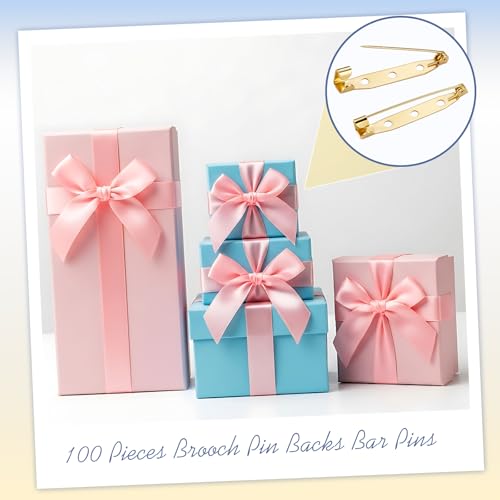 100 Pcs Brooch Pin Backs Bar Pins Backs for Crafts Safety Clasp with Plastic Box (100 Count)