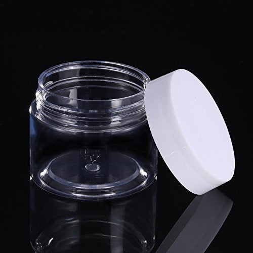12 Pack 1 oz Plastic Container Jars with Lids Round (12 Count)