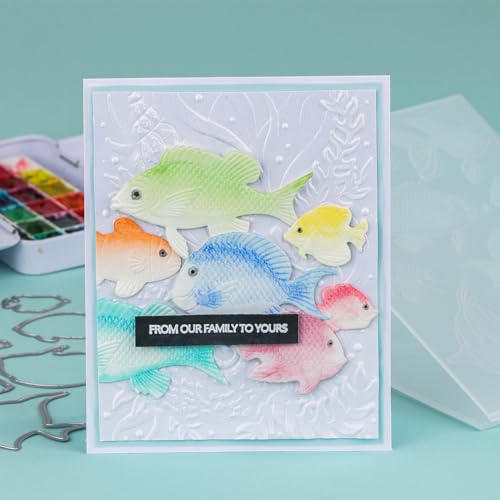 3D Embossing Folder for Card Making Fish Texture Pattern Plastic Embossing Folders for DIY Scrapbooking Photo Album Card Paper Craft Decoration Embossing Template Paper Card Embossing Stenci
