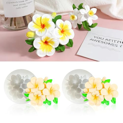 2Pcs Frangipani Flower Candle Wax molds Silicone Shapes for Wax Candles Making Valentine Flower Silicone Large Candle Wax Making molds for Candles moldes de silicona Flores para velas (2 Count)