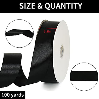 100 Yard Black Satin Ribbon 1