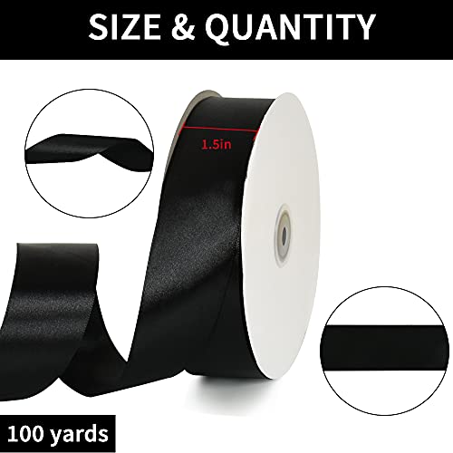100 Yard Black Satin Ribbon 1