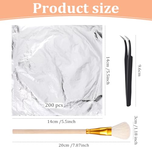 200 Pcs Gold Leaf Sheets for Art Foil Paper Leaf Art Foil Sheets Gilding Brush Thin Paper Craft for Painting Gilding Crafting Decoration