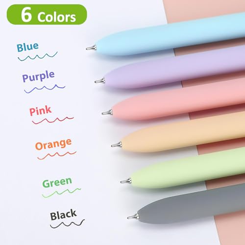 Colored Gel Pens 6 Pack 0.7mm Medium Point Pens for Journaling (6 Count)