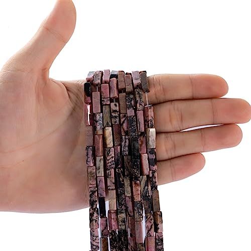 Natural Rhodochrosite Rectangle Tube Beads 4x13mm 38cm (28 Count)