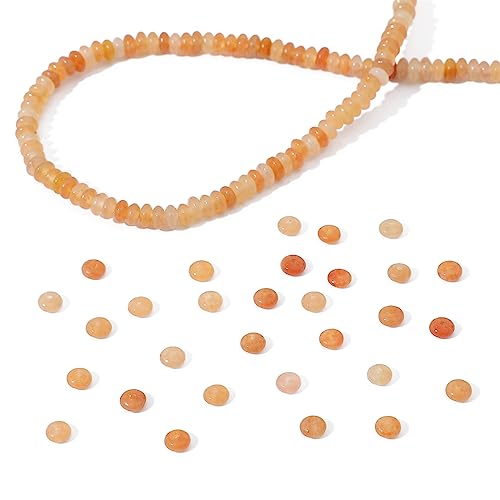 Natural Red Aventurine Disk Stone Beads 4x2mm 160pcs Rondelle Loose Semi Gemstone Beads for Jewelry Making Design (160 Count)
